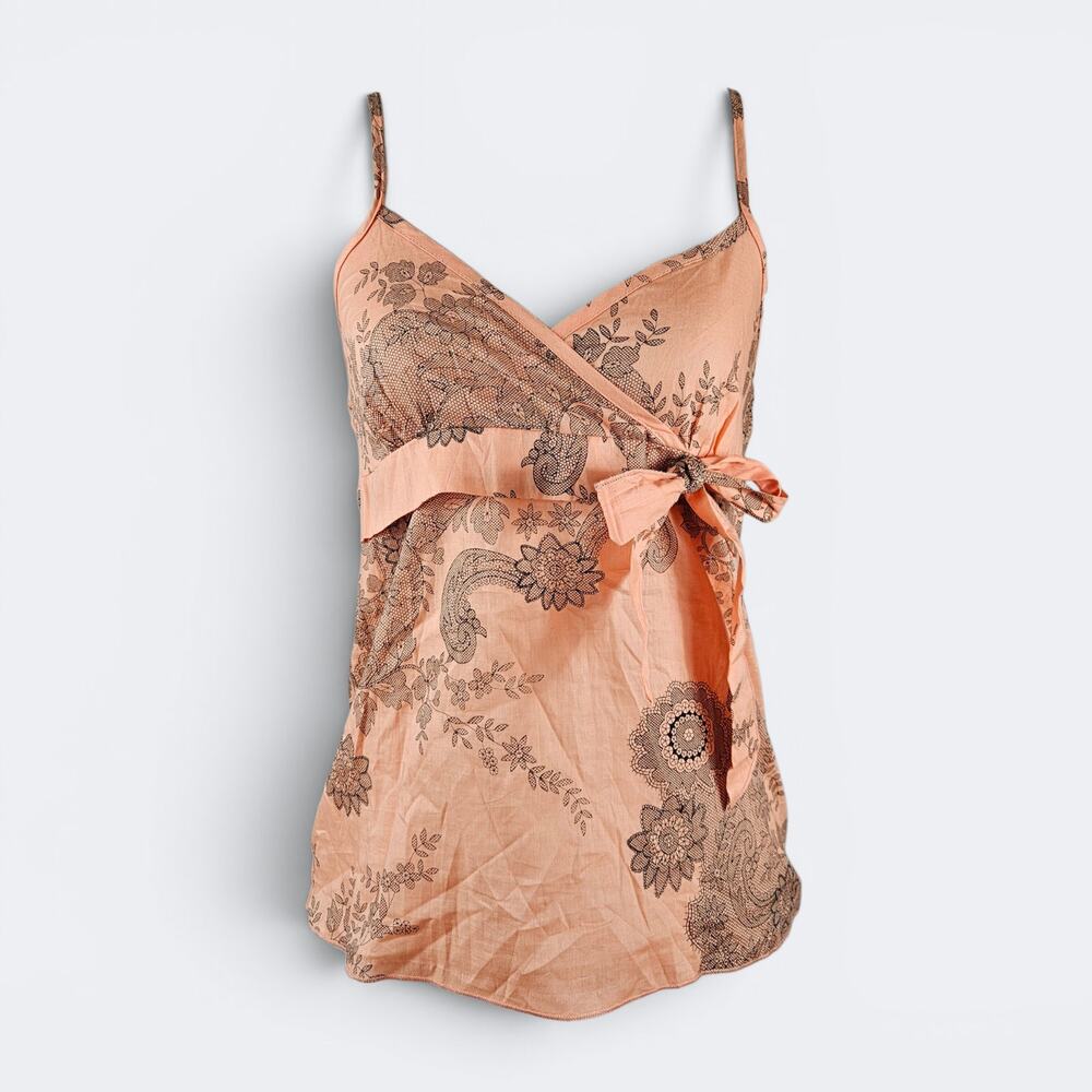 Y2k Fairycore Cami Top Orange Paisley Lipsy - Small